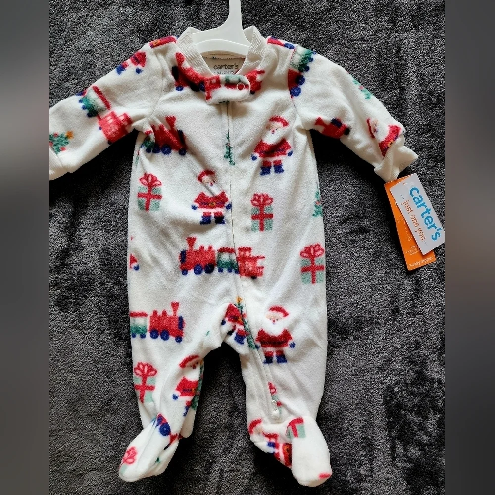 NWT Carter's Just One You Baby Santa Workshop Sleep & Play footed fleece pajama